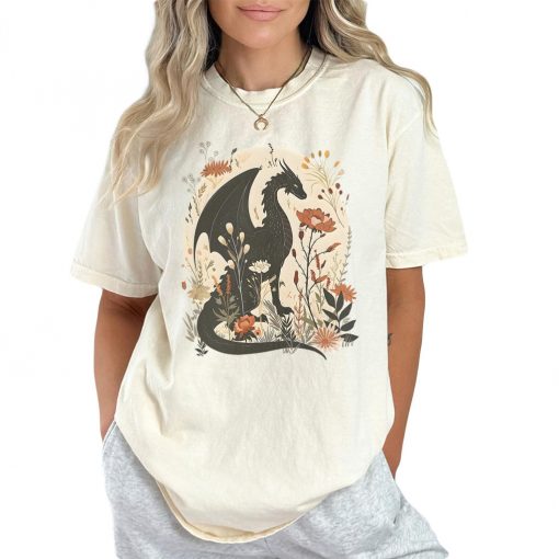 Abraxos Floral Dragon Fantasy Tee - Image 2