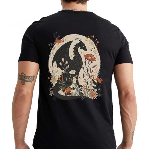 Abraxos Floral Dragon Fantasy Tee - Image 3