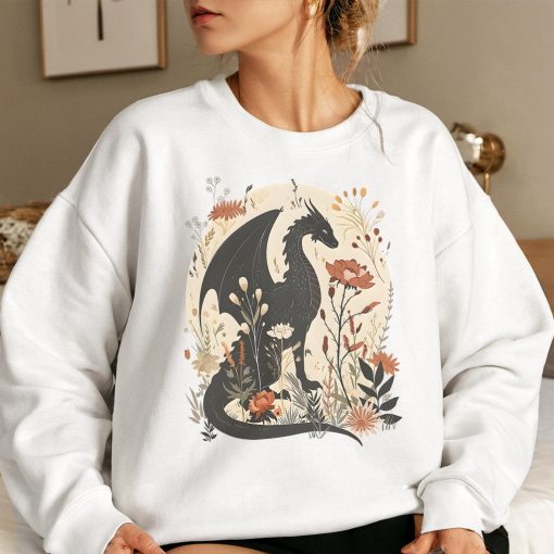 Abraxos Floral Dragon Fantasy Tee - Image 4