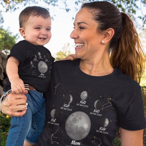 Custom Moon Phase Shirt With Name, Mothers Day Gift, Moon Phase By Date, Family Moon Phase, Gift For Mom - Image 2