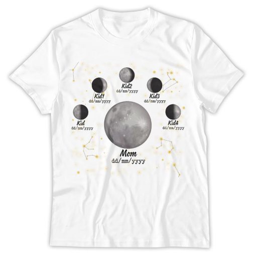 Custom Moon Phase Shirt With Name, Mothers Day Gift, Moon Phase By Date, Family Moon Phase, Gift For Mom