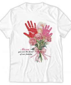 Mom, You Are The Heart Of Our Family, Mother's day, Handprint Art Floral, Grandma Flower Kids Children Toddler Baby