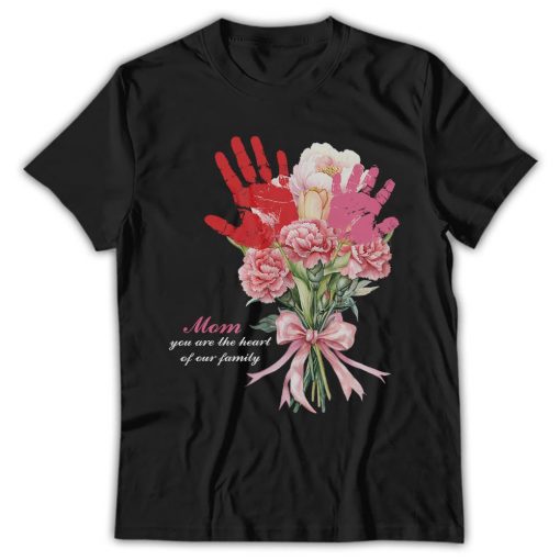Mom, You Are The Heart Of Our Family, Mother's day, Handprint Art Floral, Grandma Flower Kids Children Toddler Baby - Image 4