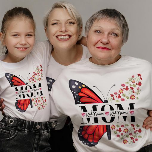 Mothers Day Shirt, Happy Mother's Day Shirt, Butterfly Custom Name Family - Image 5