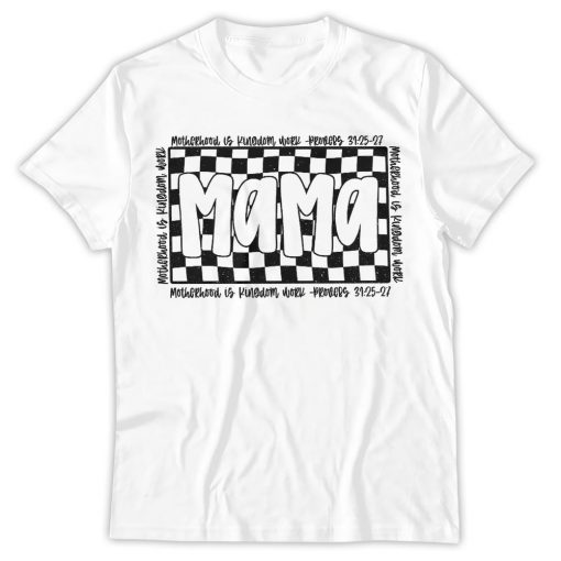 Christian Mom Shirt, Retro Checkered Mama Shirt, Motherhood is Kingdom Work Shirt, Christian Mothers Day Shirt, Mama Shirt Design