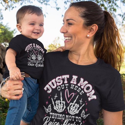 Just A Mom PNG Funny Mom, Sassy Mom Skeleton Motherhood Sarcasm Trendy Mama Shirt - Image 2