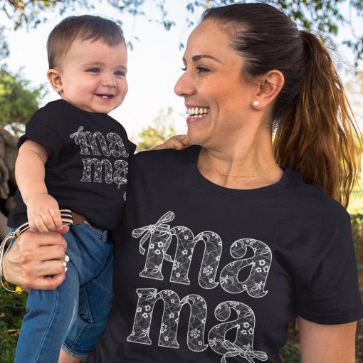 Lace Mama Coquette Shirt, Mama Shirt, Floral Mama Chinoiserie Shirt, Mama Varsity Shirt, Mothers Day Shirt, Gift for Mom, Lace Coquette Bow Shirt - Image 2