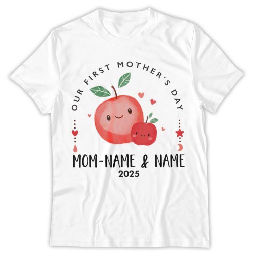 Personalised T Shirt Our First Mothers Day Baby Outfit with Heart Matching T-Shirt Set Perfect Custom Mothers Day Gift for Mummy and Baby - Image 3