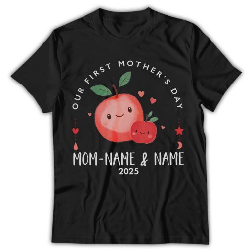 Personalised T Shirt Our First Mothers Day Baby Outfit with Heart Matching T-Shirt Set Perfect Custom Mothers Day Gift for Mummy and Baby - Image 4