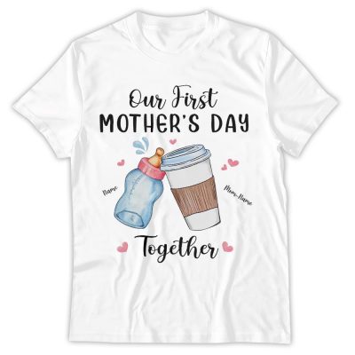 Personalized Our First Mother's Day Together Shirt, 1st Mother's Day Shirt, Milk n Coffee Mommy & Baby Matching Outfit Set