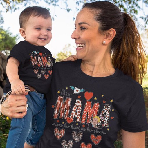 This Mama Wears Her Heart On Her Sleeve Shirt - Image 2