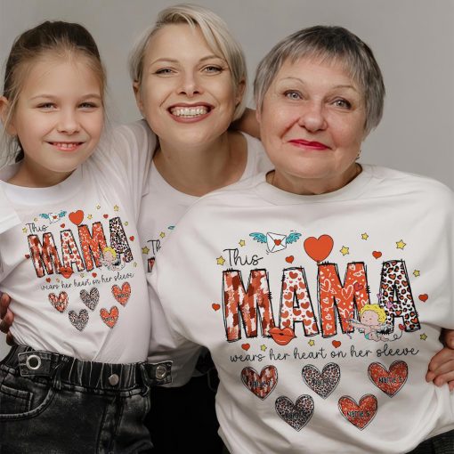 This Mama Wears Her Heart On Her Sleeve Shirt - Image 5
